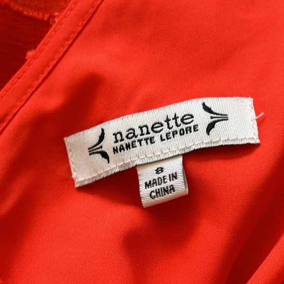Host Pick 💕 Nanette Lepore size 8 Calypso Red V neck knee length dress. - Picture 12 of 14